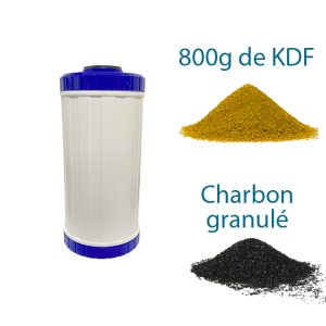 Cartouche container filtrante charbon actif KDF big blue 9''3/4 800 g