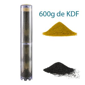 Cartouche container filtrante charbon actif KDF 20 pouces 600 g