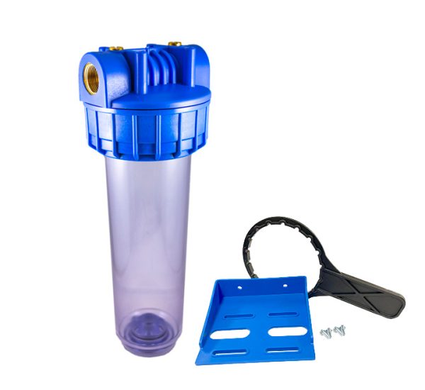 Triple porte filtre 9 pouces 3/4 – 20/27 avec 3 cartouches 60µm, 20µm et charbon actif 5µm – Filtration eau de pluie – Afimo