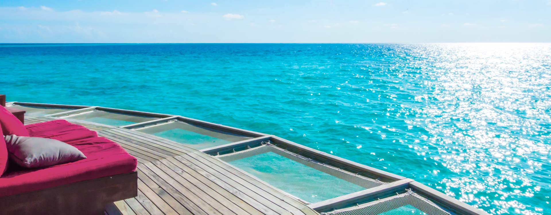 vacation net seat tropical maldives island beauty sea with coral reefs